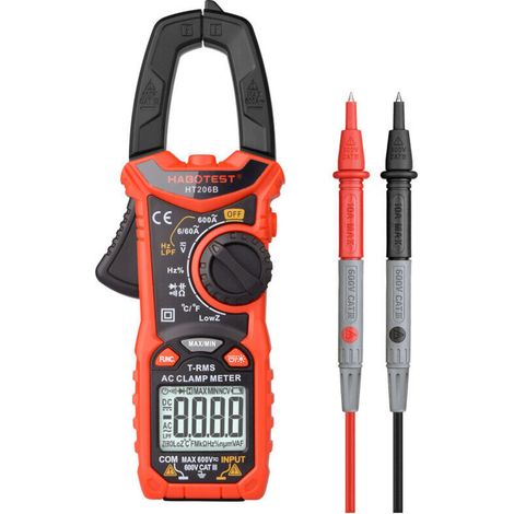 1 pièces pince de courant numérique AC/DC multimètre professionnel, courant/tension/diode/température/résistance/fréquence/diode/capacité/cycle de service/mesure LPF/Low-Z (batterie non incluse (1/5)