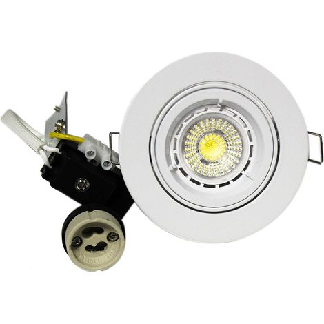 Kit comprenant une GU10 5W un support et une culot Couleur LED: Blanc Froid (5500-6500K) - Couleur support: Blanc