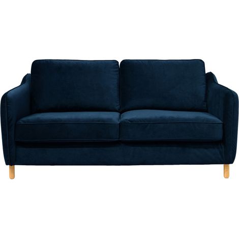 Canapé convertible ouverture express 2 places en velours - Bleu marine - VORNAY (1/5)