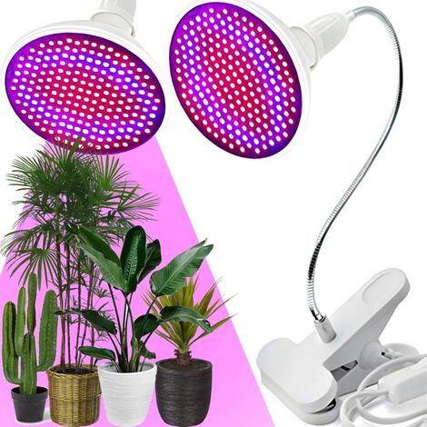 Lampada per piante a 200 LED, 20W, spettro completo, durata fino a 50.000 ore, braccio flessibile, bianca. (1/4)