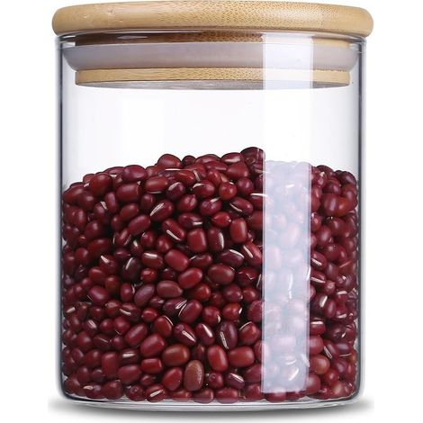 Bocaux en Verre de Cuisine, Verre à Haute Teneur en Borosilicate Cylindre Récipient de Stockage de Nourriture Hermétique Canister (1/5)