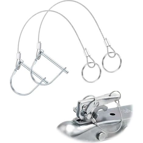 Set mit 2 professionellen 6,3 x 90 mm Anhängerbolzen mit D-förmigem Sicherungsring für landwirtschaftliche Anhängerkupplungen (1/5)