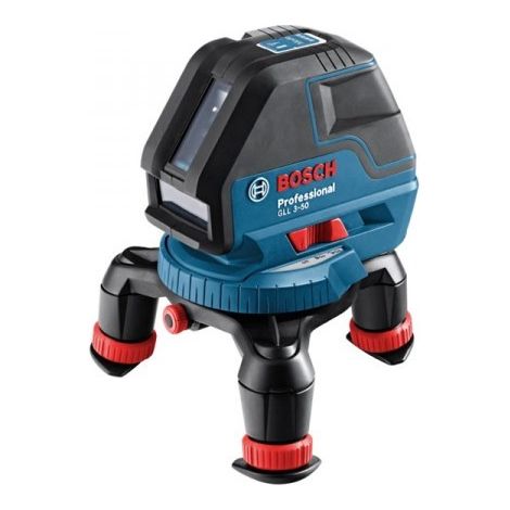 Bosch – Laser en croix 3 lignes 635 nm – Portée 50 m – Précision ± 0,3 mm/m – Étanchéité IP54 – Alimentation 4 piles AA