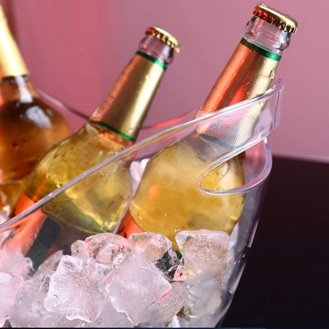 Seau à glace en acrylique pour champagne avec poignée, idéal pour les bars et les karaokés. (1/5)