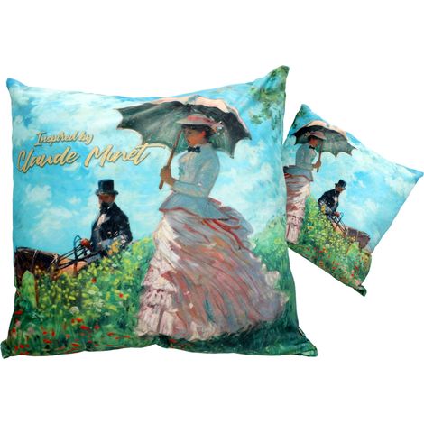 Cuscino con imbottitura JAŚ Claude Monet donna con ombrello federa BOX (1/3)