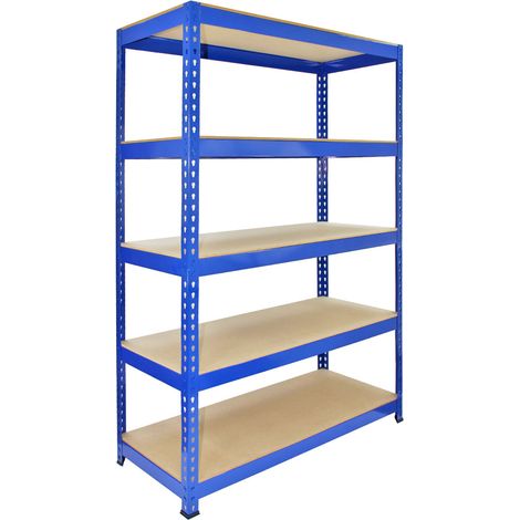 Monster Racking - 5 Rayonnages Q-Rax en Acier Sans Boulons Bleus 120cm x 50cm x 182,5cm