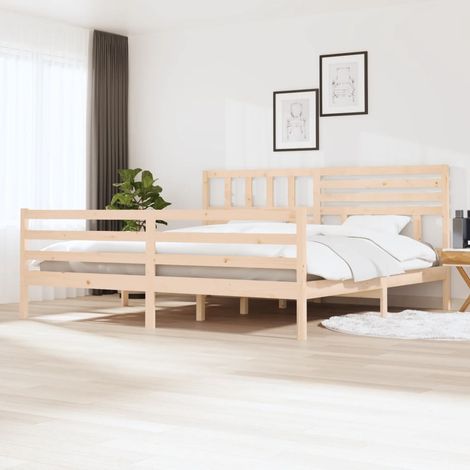 Bed Frame Natural Pine Solid Pine Wood 200 x 200 cm size vidaXL (1/5)
