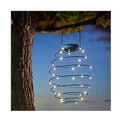 Solar Powered Warm White Copper LED Spiral Hanging Lights Garden Outdoor Lighting Spiralight (Spiral Light x 1) (1/4)