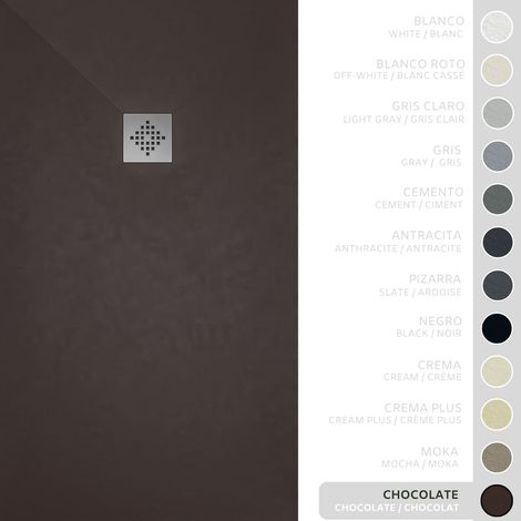 SOULBATH Receveur de Douche -Résine -Gel Coat -Texture Lisse/Pierre -Antidérapant -Couleur Chocolat - 70X70- Extra plat 3cm. Bonde de Vidage incluse - Standard (1/5)