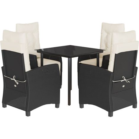 Maison Exclusive - Set da Pranzo da Giardino 5 pz Nero con Cuscini in Polyrattan (1/5)