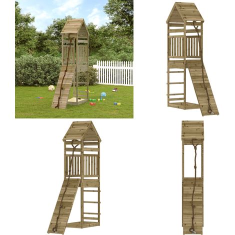 Spielturm mit Kletterwand Imprägniertes Kiefernholz - Holzspielplatz - Spielturm - Kletterturm - Kinderspielgerät - Gartenmöbel - Home & Living
