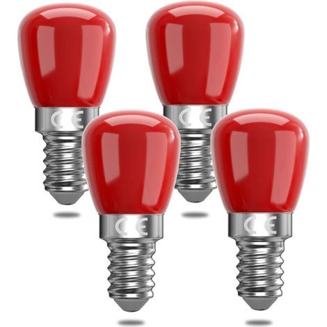 4er-Pack E14 3W rote LED-Lampen, dekorative rote E14 LED-Lampen, Ersatz für 25W, geeignet für Ambientebeleuchtung, Halloween, Weihnachten [Energieklasse F] (1/5)