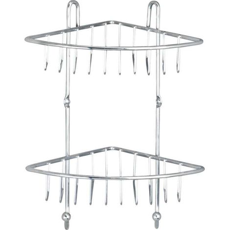 Milano Eckduschablage, 2 Eckduschkörbe, Wandmontage ohne Bohren, Stahl, 22,5 x 30 x 16,5 cm, glänzend (1/4)