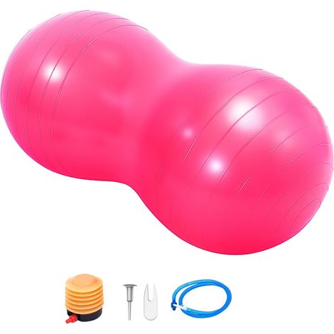 Trintion Peanut Ball Anti-burst Exercise Ball,90x45cm Yoga Ball with Pump, Gym Quality Fitness Ball for Kids Therapy for Pregnancy Birth Exercise, Physical Therapy, Child Traning Men Pink (1/5)