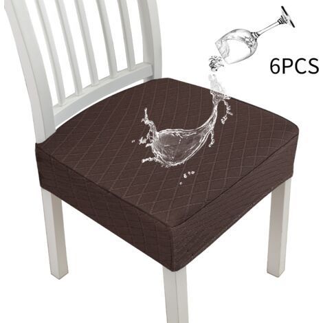 (Lot de 6,Marron)Housse de Chaise Jacquard Housse de Salle à Manger Extensible Housse de Coussin de Chaise Amovibles Lavables Housses De Siège Couverture de Chaise pour Salle à Manger Hôtel (1/5)