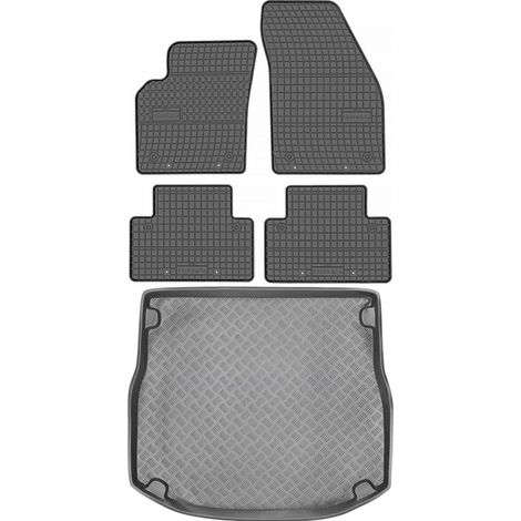 Set di tappetini in gomma per auto e tappetino per bagagliaio per Volvo S40 II berlina dal 2007 al 2012.