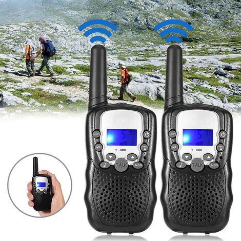 Lot de 2 talkies-walkies multicanaux d'une portée de 3 km, radio bidirectionnelle, jouet pour enfants idéal pour les activités de plein air (noir). (1/5)