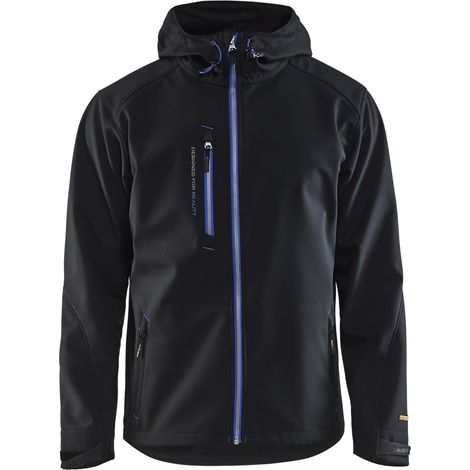 Arbeits-Softshell-Jacke mit Kapuze 4949 - Schwarz/Königsblau XS