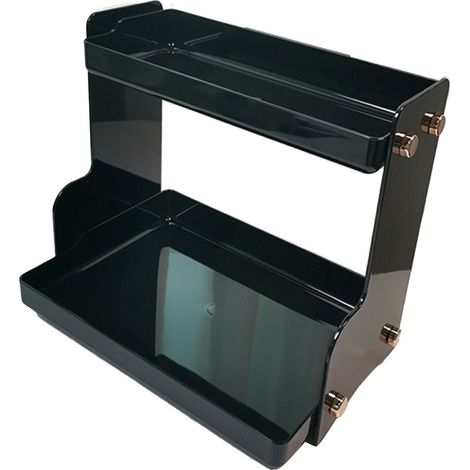 Étagère de rangement de bureau à double niveau, gain de place, multifonctionnelle, pour dortoir ou bureau, noire (1/5)