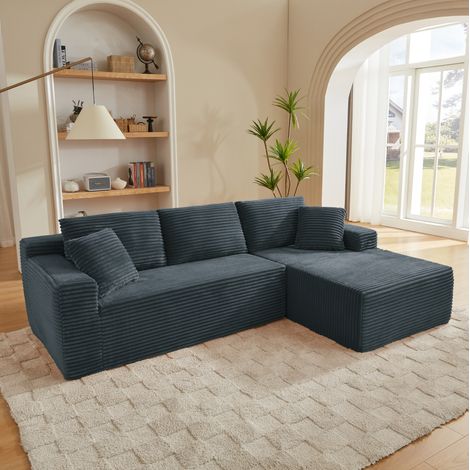 Canapé d'angle modulable en L, mousse et ressorts, gris foncé, 252,5 x 163 x 65 cm (1/5)