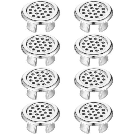 Set di 8 coperture di troppo pieno, rivestimento per sifone del lavello, anello di troppo pieno, anello decorativo zincato, rotondo, per bagno, cucina, lavello (1/5)