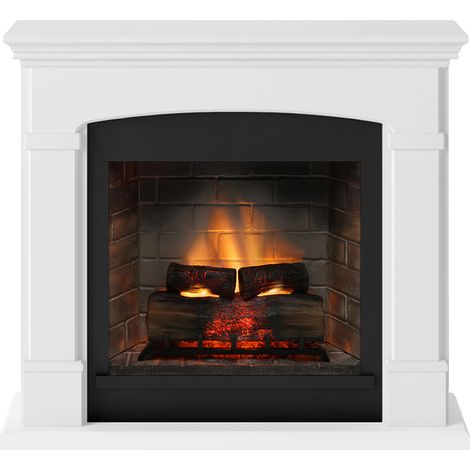 TAGU Cheminée électrique connectée 1400W - HELMI Powerflame 2 - effets flammes 3D et crépitement - Blanc
