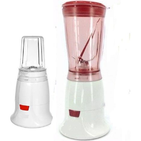 TrAdE Shop Traesio - Frullatore 200 Watt Robot Da Cucina 2 In 1 Frullatori Macina Caffè Grani + Pulse -