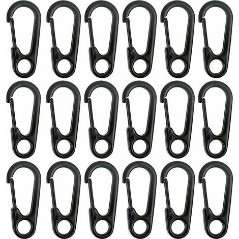 Moschettone Ulisem Mini in lega di zinco per portachiavi, ideale per arrampicata, escursionismo, alpinismo, campeggio e per appendere oggetti (nero, dimensioni: 31,3 × 14,3 mm), confezione da 20 pezzi