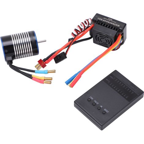 Kit moteur brushless 3650 3500KV sans capteur + variateur électronique 60A + carte de programmation pour voiture RC 1/10 (1/5)