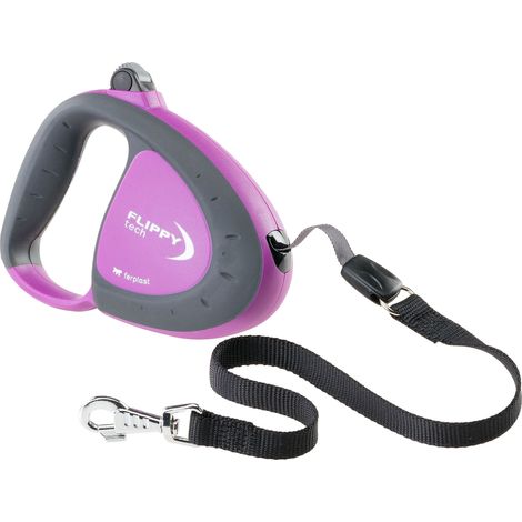 Ferplast FLIPPY TECH TAPE Guinzaglio avvolgibile con sistema di controllo brevettato. In vari colori e misure.. Variante L - Misure: 16 x 4 x h 12 cm - Viola
