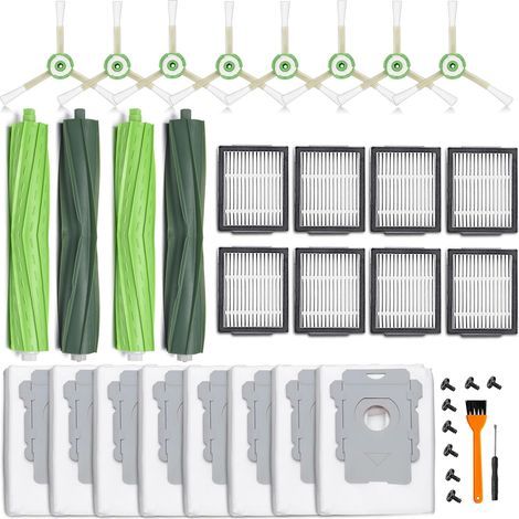 Lot de 26 pièces de rechange pour aspirateur robot iRobot Roomba i7 i7+ i3 i3+ i4 i4+ i6 i6+ i8 i8+ j7 j7+/Plus E5 E6 E7, 2 brosses à rouleaux en caoutchouc multi-surfaces, 8 filtres, 8 brosses (1/5)
