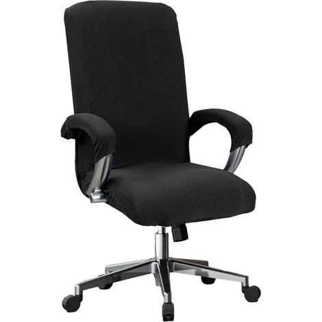 Housse de Chaise de Bureau Extensible, Housse de Fauteuil Rotatif Élastique, Housse de Siège d'ordinateur Amovible Universel, Lavable Couverture Protector pour Pivotante Accoudoirs Chaise (noir)