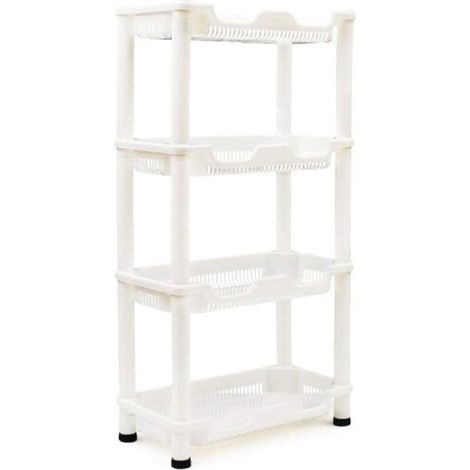 Caddy De Douche D'Angle Antirouille Blanc étagère De Cuisine Meuble De Rangement De Salle De Bain 4 étages 75 X 39 X 21 cm, Blanc-Fei Yu (1/5)