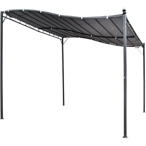 Outsunny 3x3m Anlehn-Gartenpavillon, graues Metall, wasserdichtes Polyester, UV-beständig (1/5)