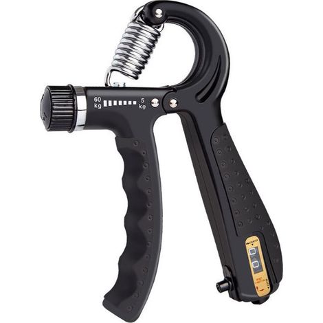 Hand Grip, Grip Musculation avec Compteur, Résistance Réglable 5-60kg, pour Athlètes et Exercices de Récupération de la Main, Black (1/5)