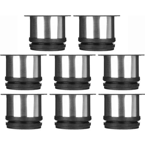 Ensemble de 8 pieds de meubles, pieds de cuisine réglables Ø 50 mm/hauteur 50 mm, pieds de canapé ronds en métal inoxydable, pieds de table (1/5)