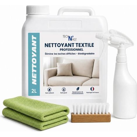 Kit Nettoyant Textile Canapé Tapis Tissus Concentré 2L + Accessoires – Fabriqué en France (1/5)