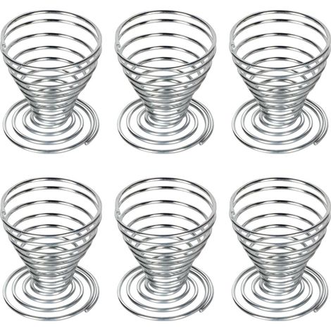 Egg Cup - Spiral Spring Design - Stainless Steel - For Boiled Eggs - 6 Pieces (1/5)