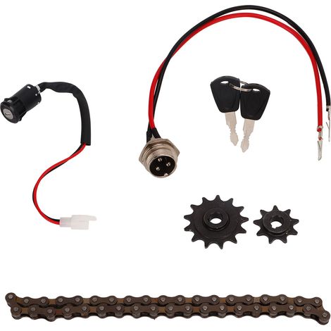 Kit chaîne et pignon pour vélo électrique (38 maillons), pignon 410 à 13 dents, pignon 410 à 9 dents avec rainure de clavette, kit de verrouillage de porte électrique (1/5)