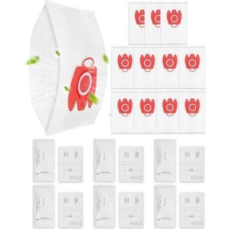 12 Sacs Aspirateur - 6 Filtres - Compatibles Miele FJM - Filtration 5 Couches - Pour Séries C1 C2 Et S2 À S7 - Blanc - Taille Standard (1/5)