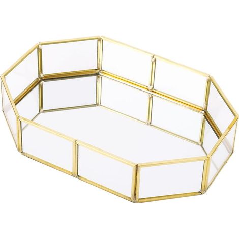 Vintage Make-up- und Schmuckorganizer, verspiegelte Glasablage, Wohnaccessoire (kleine Größe) (1/5)