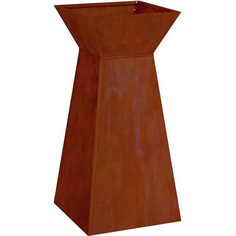 Pot de fleurs cylindrique argenté, 35 x 35 x 73 cm, acier vieilli. (1/5)