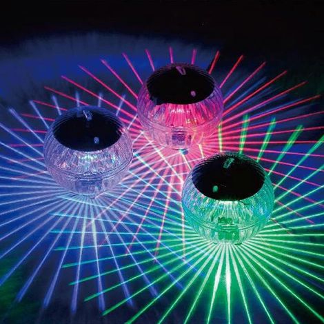 Lampe solaire flottante pour piscine, bassins, fontaines et jardins, étanche IP44, globe lumineux LED coloré (1/2)