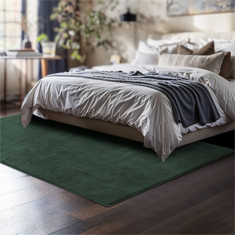 Tapis à poils ras doux et hypoallergénique antidérapant 120cmx170 Vert