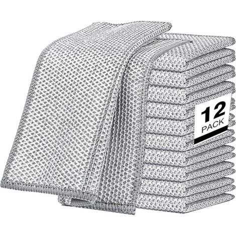 Beyamis Chiffons métalliques lot12 - Double face anti-rayures vaisselle (1/5)
