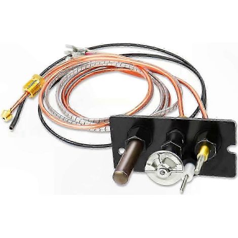 Kit de veilleuse universel pour cheminée avec tube, thermocouple et fil d'allumage, compatible gaz propane et naturel, foyer. (1/5)