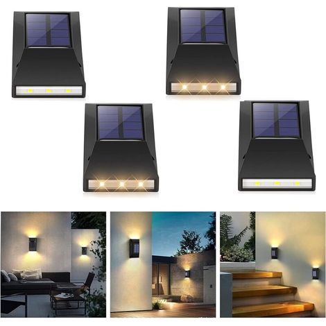 QAZQA Lampe Solaire Exterieur Jardin, 4pcs Applique Murale Led Extérieure IP65 Étanche Lampes Solaires Haut Et Bas Pour Portails, Clôtures, Murs, Décoration de Jardin Et Éclairage pour Chemins (1/5)