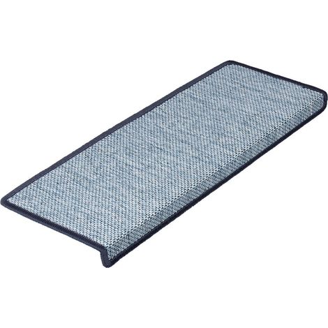 Tapis d'escalier Sabang Aspect Sisal Bleu Rectangulaire 23,5 x 65 cm