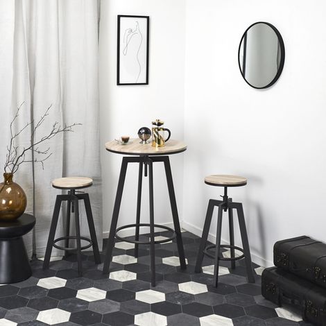 Table Mange Debout - HOME DECO FACTORY - Aria - 2 Tabourets Réglables (1/5)