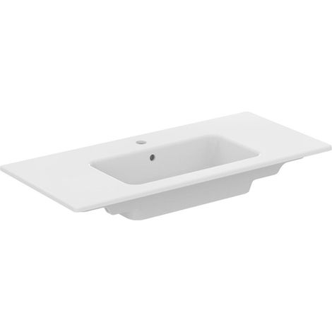 Meuble lavabo Eurovit 1 vasque avec plan en bois 1015x465mm blanc